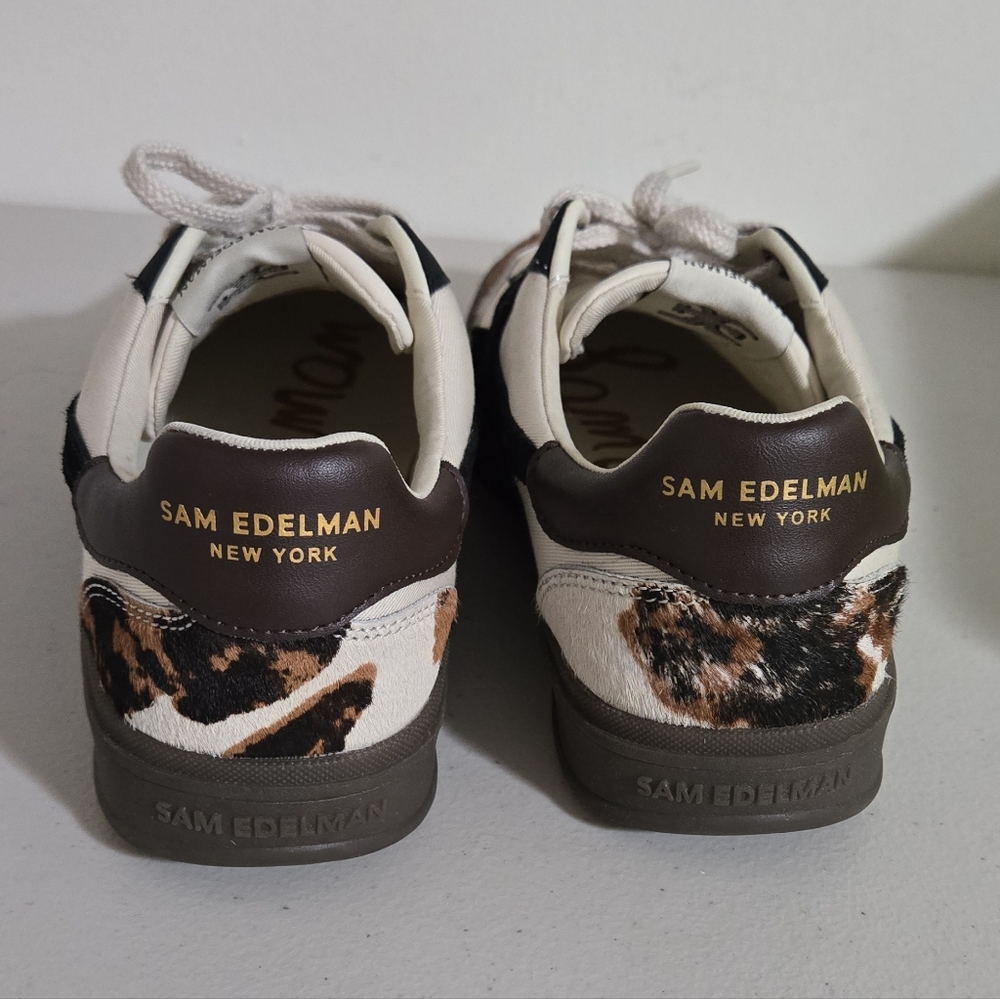 Sam Edelman Elthea Canvas Leather Cow Off White Black and Brown Sneakers Size 9 - Picture 10 of 13